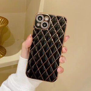 *New* Quilted Black x Gold Glossy Phone Case